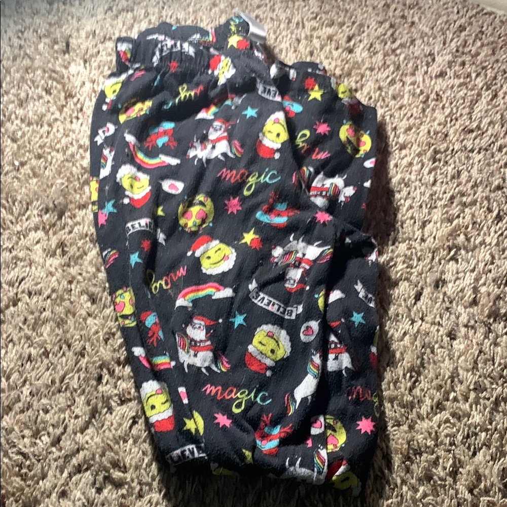 Justice Black Festive Pajama Bottoms Christmas Print